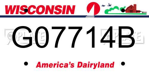 G07714B Wisconsin License Plate