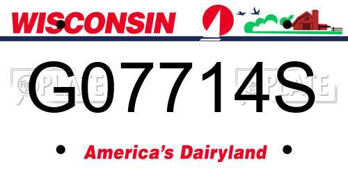 G07714S Wisconsin License Plate