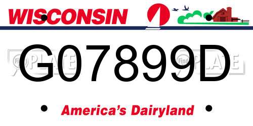 G07899D Wisconsin License Plate