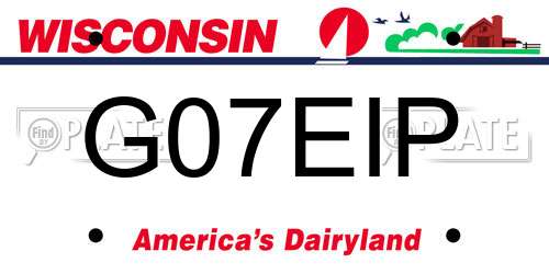 G07EIP Wisconsin License Plate