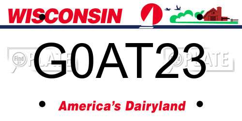 G0AT23 Wisconsin License Plate