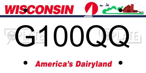 G100QQ Wisconsin License Plate