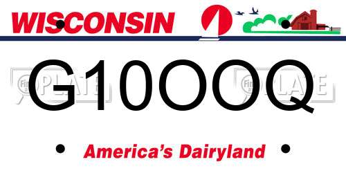G10OOQ Wisconsin License Plate