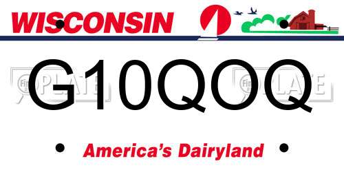 G10QOQ Wisconsin License Plate