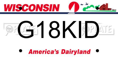 G18KID Wisconsin License Plate