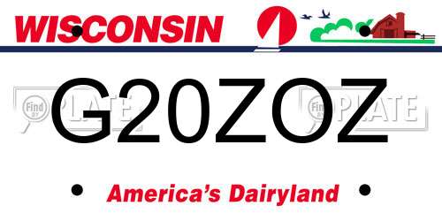 G20ZOZ Wisconsin License Plate