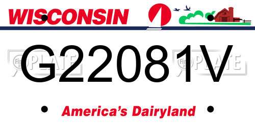 G22081V Wisconsin License Plate
