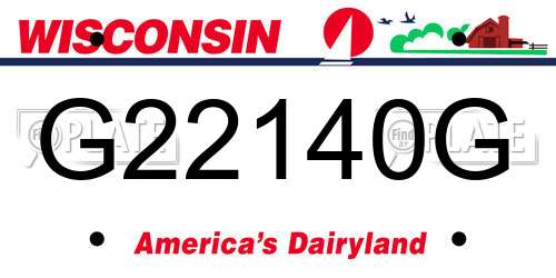 G22140G Wisconsin License Plate