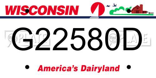 G22580D Wisconsin License Plate