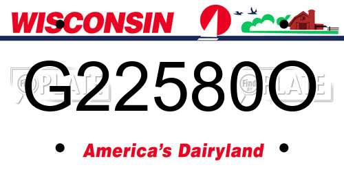 G22580O Wisconsin License Plate