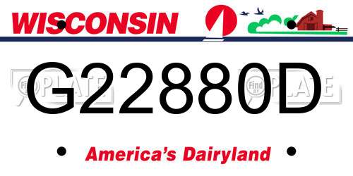 G22880D Wisconsin License Plate
