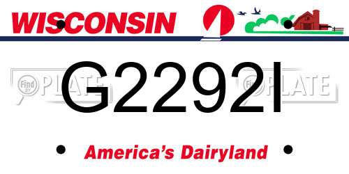 G2292I Wisconsin License Plate