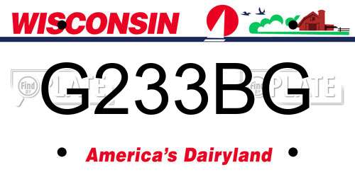 G233BG Wisconsin License Plate