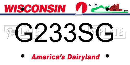 G233SG Wisconsin License Plate