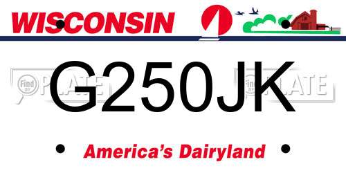 G250JK Wisconsin License Plate
