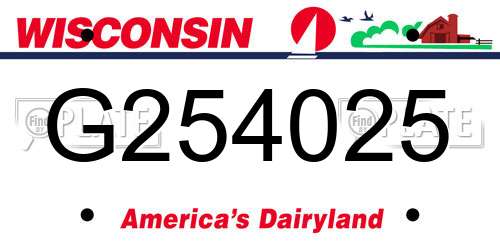 G254025 Wisconsin License Plate