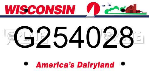 G254028 Wisconsin License Plate