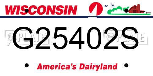 G25402S Wisconsin License Plate