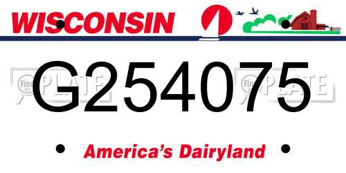 G254075 Wisconsin License Plate