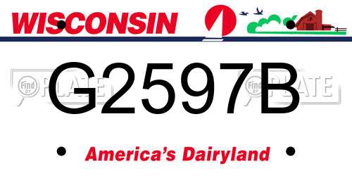 G2597B Wisconsin License Plate