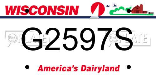 G2597S Wisconsin License Plate
