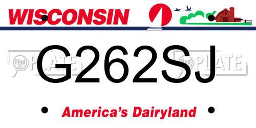G262SJ Wisconsin License Plate