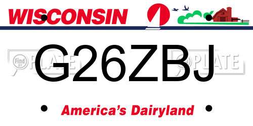 G26ZBJ Wisconsin License Plate