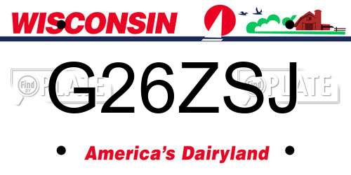 G26ZSJ Wisconsin License Plate