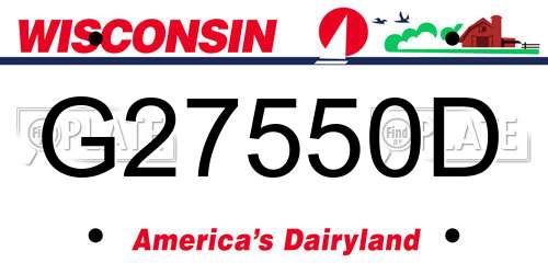 G27550D Wisconsin License Plate