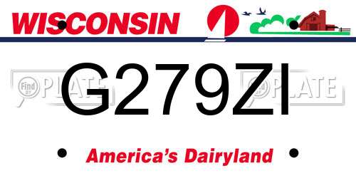 G279ZI Wisconsin License Plate