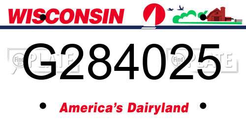 G284025 Wisconsin License Plate