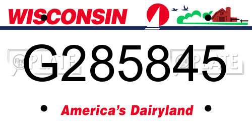 G285845 Wisconsin License Plate