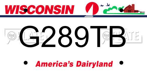 G289TB Wisconsin License Plate