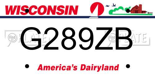 G289ZB Wisconsin License Plate