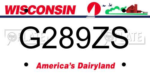G289ZS Wisconsin License Plate