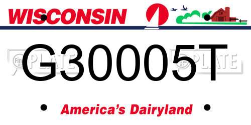 G30005T Wisconsin License Plate
