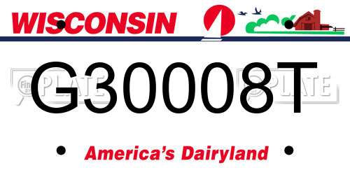 G30008T Wisconsin License Plate