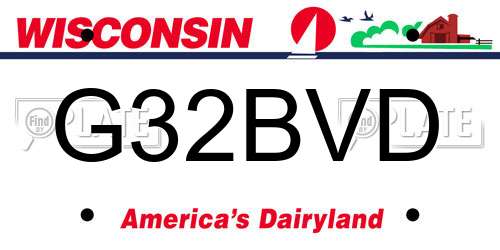 G32BVD Wisconsin License Plate