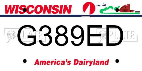 G389ED Wisconsin License Plate