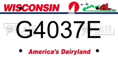 G4037E Wisconsin License Plate