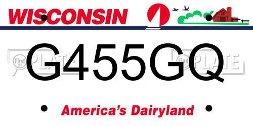 G455GQ Wisconsin License Plate