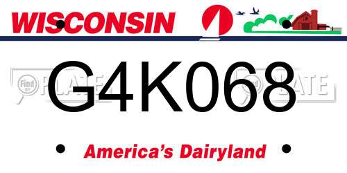 G4K068 Wisconsin License Plate