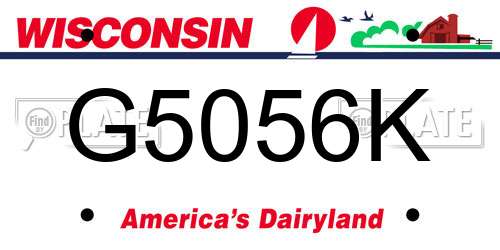 G5056K Wisconsin License Plate