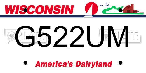 G522UM Wisconsin License Plate