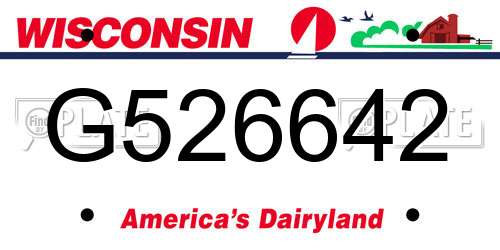 G526642 Wisconsin License Plate