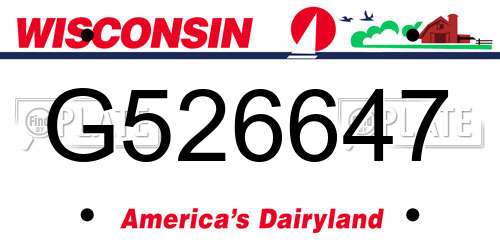 G526647 Wisconsin License Plate