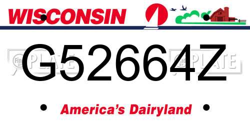 G52664Z Wisconsin License Plate