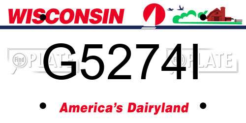 G5274I Wisconsin License Plate