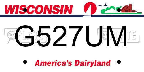 G527UM Wisconsin License Plate