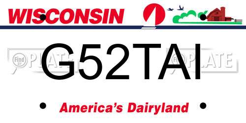 G52TAI Wisconsin License Plate